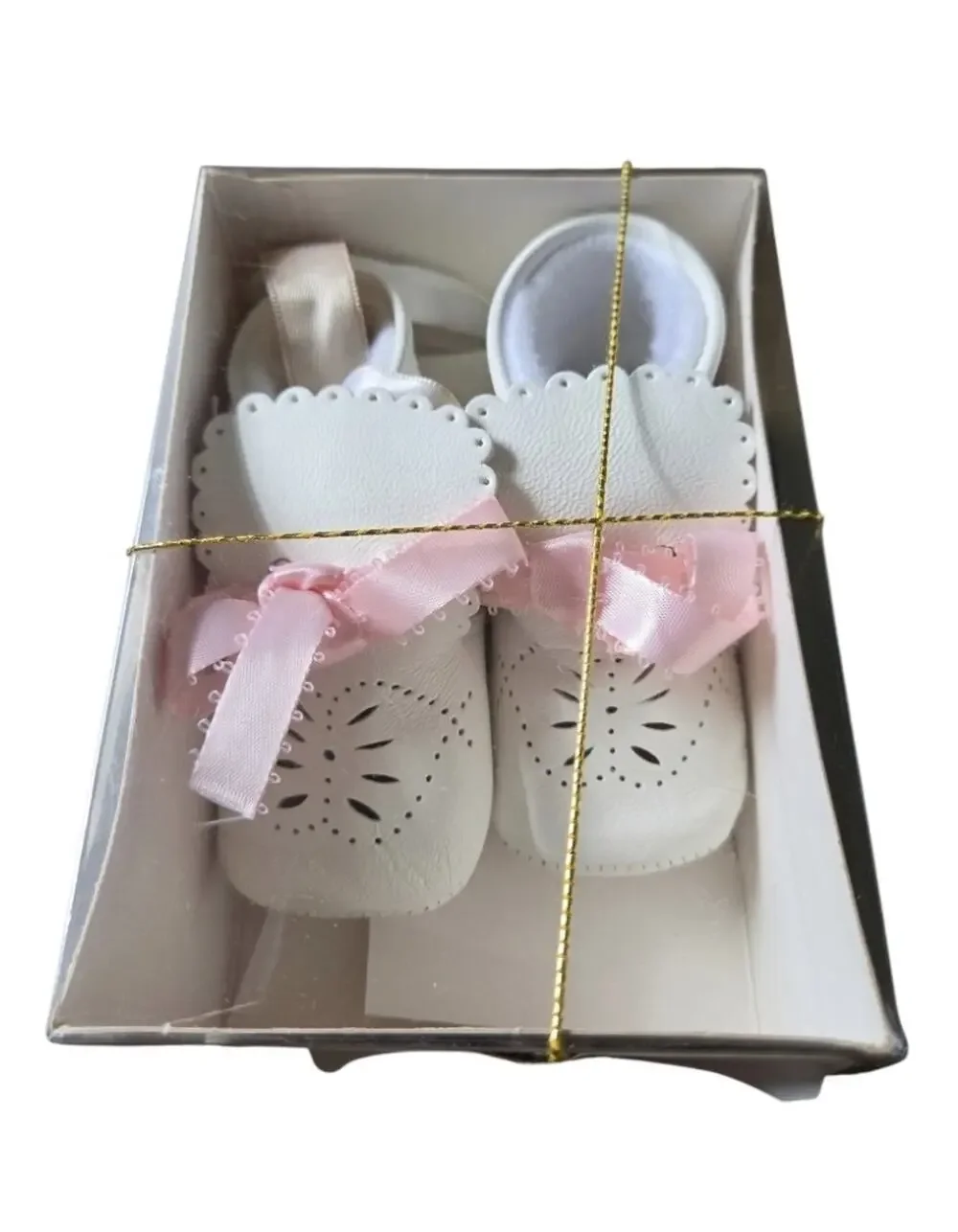 VTG Petit Bateau Baby Leather Booties Shoes Size 1 Pink Bow Made France Retro